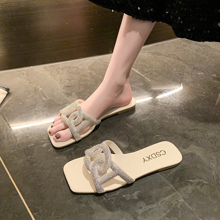 Women's 2025 Summer plus-size flip-flops Flat flat Fairy shoes Advanced exquisite trend all-in-one beach shoes