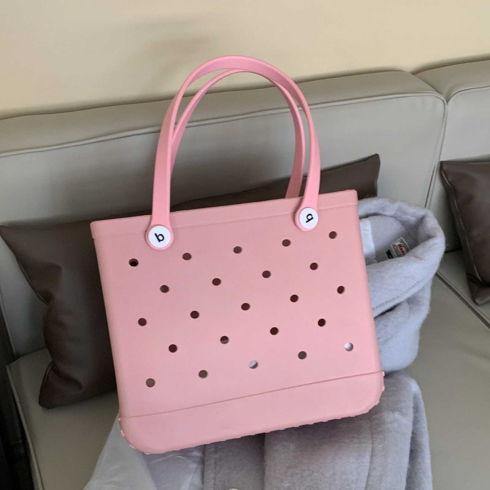 M/L/XL Fi Large Beach Bag EVA Rubber Waterproof Storage Basket Travel Shopping Handbag Wen Shoe Solid Color Bag Y250409DE