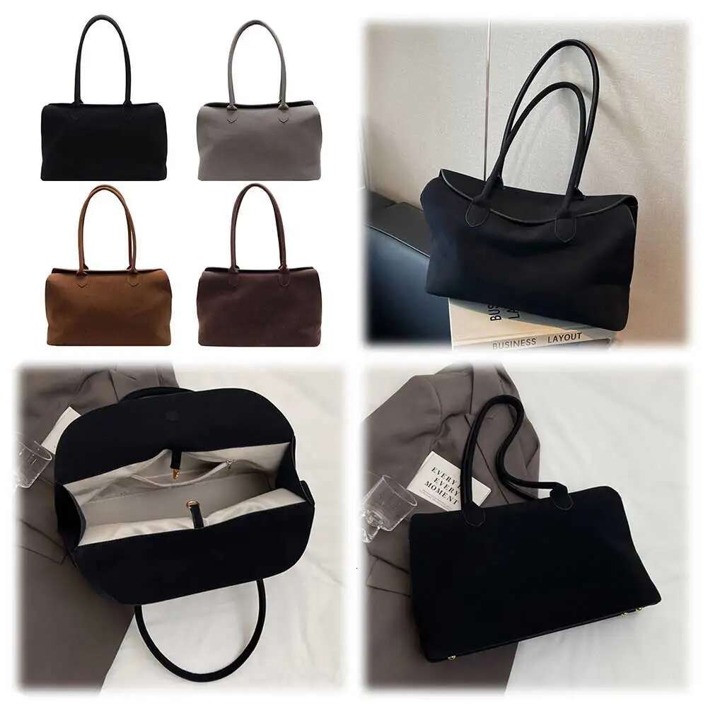 Shoulder For Women Men With Inner Pocket Underarm Suede Solid Color Tote Trendy Satchel Work Travel Bag