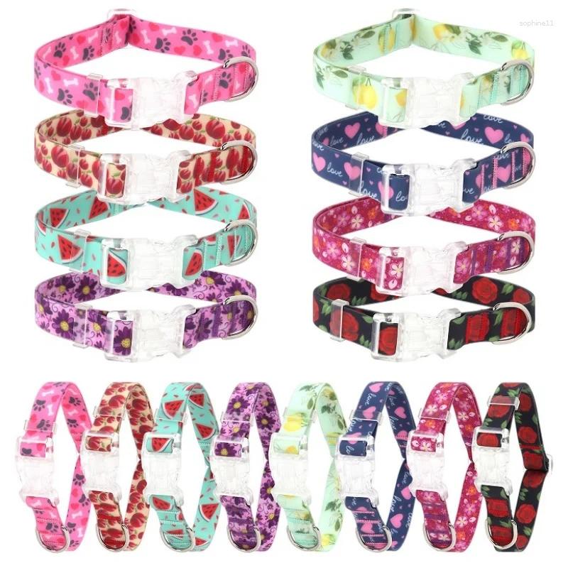 Update Print Dog Collars With D-Ring Tpu Waterproof Pet Neck Strap Adjustable Cat Puppy Collar Necklace Outdoor Supplies