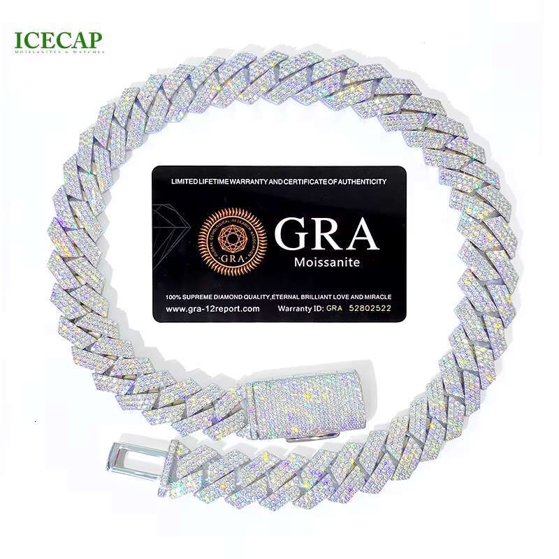 Hip Hop Miami Cuban Link Chain Mens 14k 18k Gold Plated 18mm Diamond Necklace Men Jewelry Custom Cuban Link Chain in Silver 925