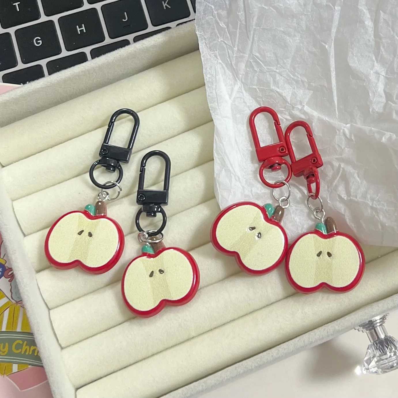 Cute red ple keychain Girlish Heart best friend backpack pendant gift Accry Fun food game backpack AccryXJ250409