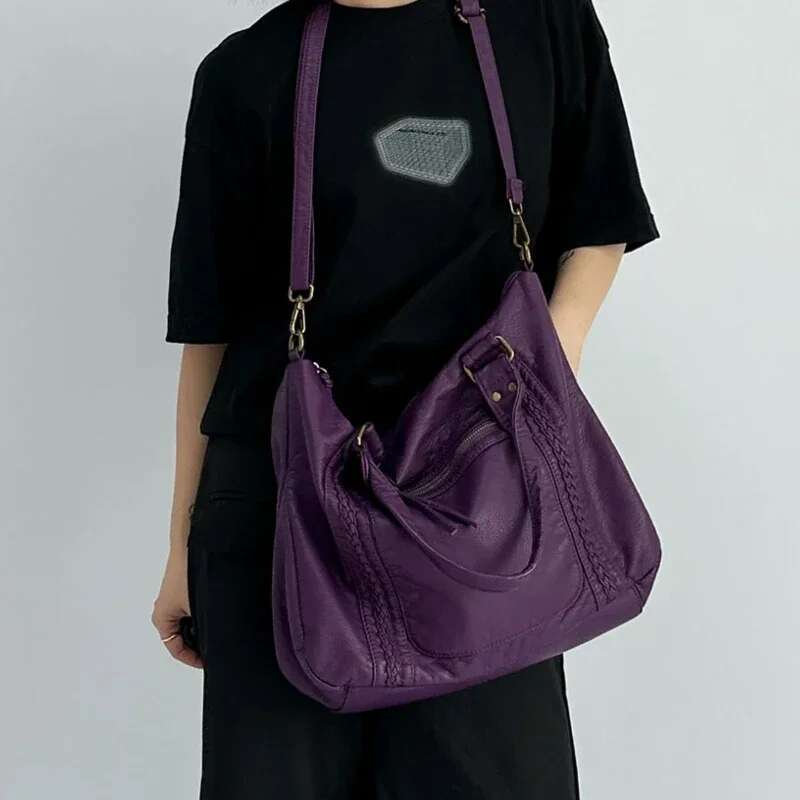 Women's Fashion Y2k Hot Girl Motorcycle Bag Large Capacity Washed Distressed Shoulder Crossbody Handbag
