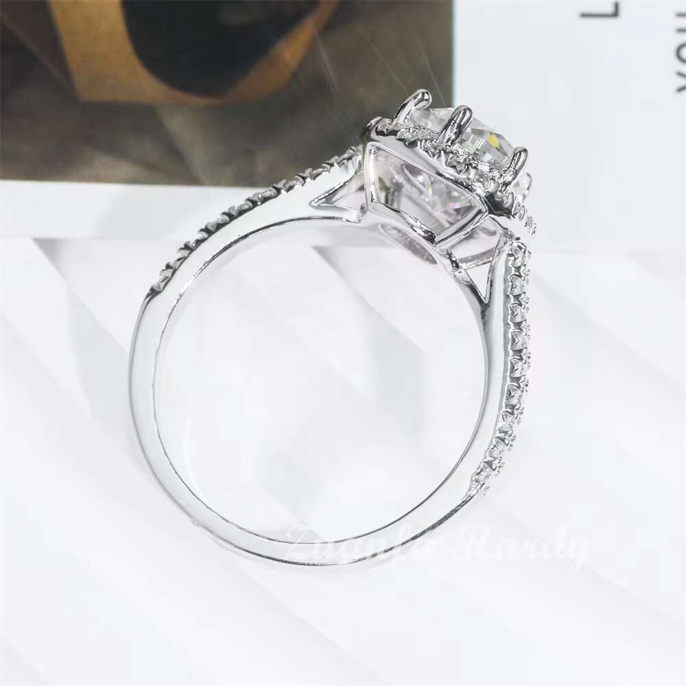 S925 Sterling Silver 9K 14K 18K Solid Gold GRA Certificate D VVS 2ct Hola Band Moissanite Diamond Gold Engagement Ring