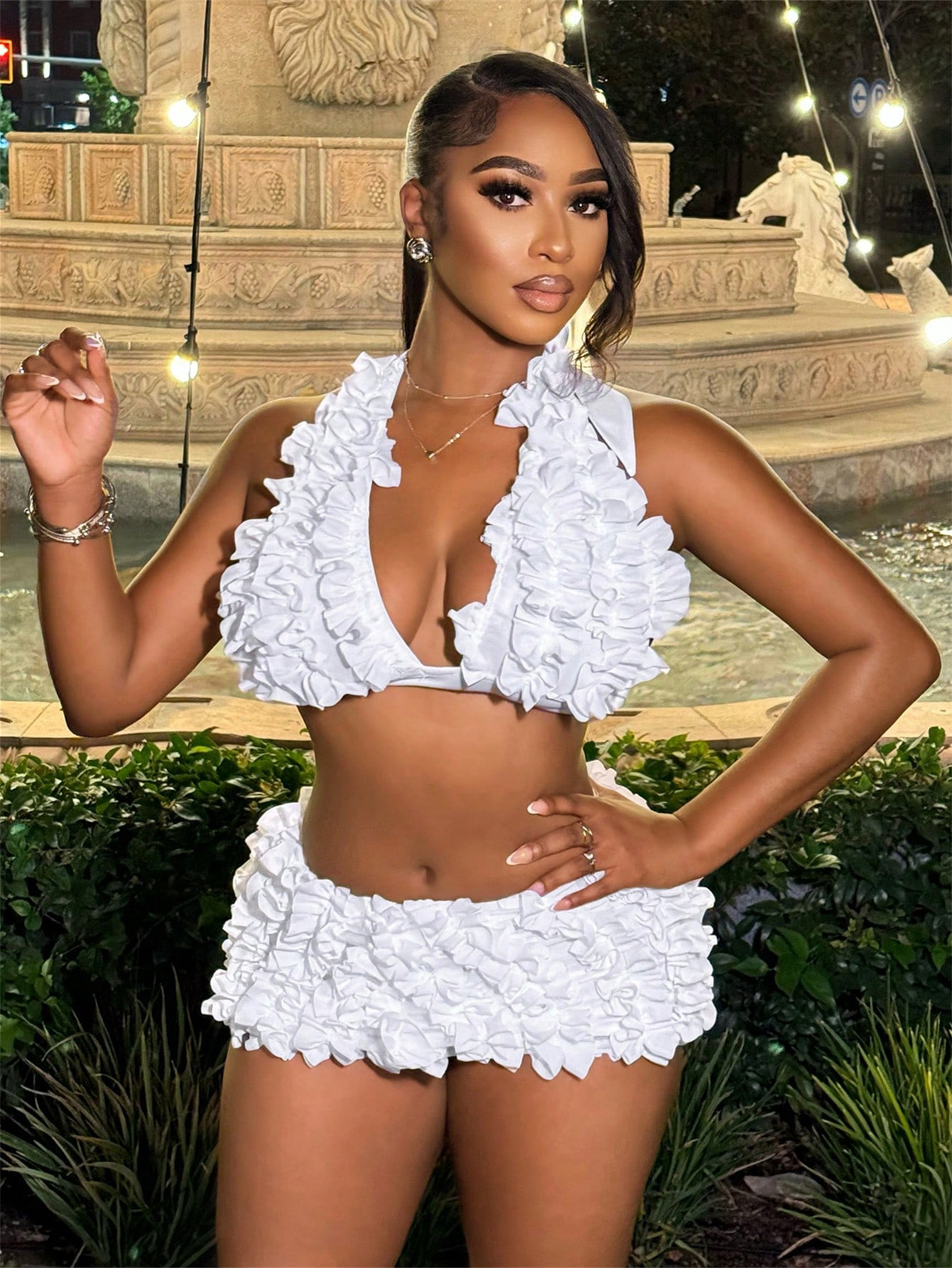 2025S Designer Women S Set Summer D Lace Crop Top Suspender Waist And Hip Length Mini Skirt Set