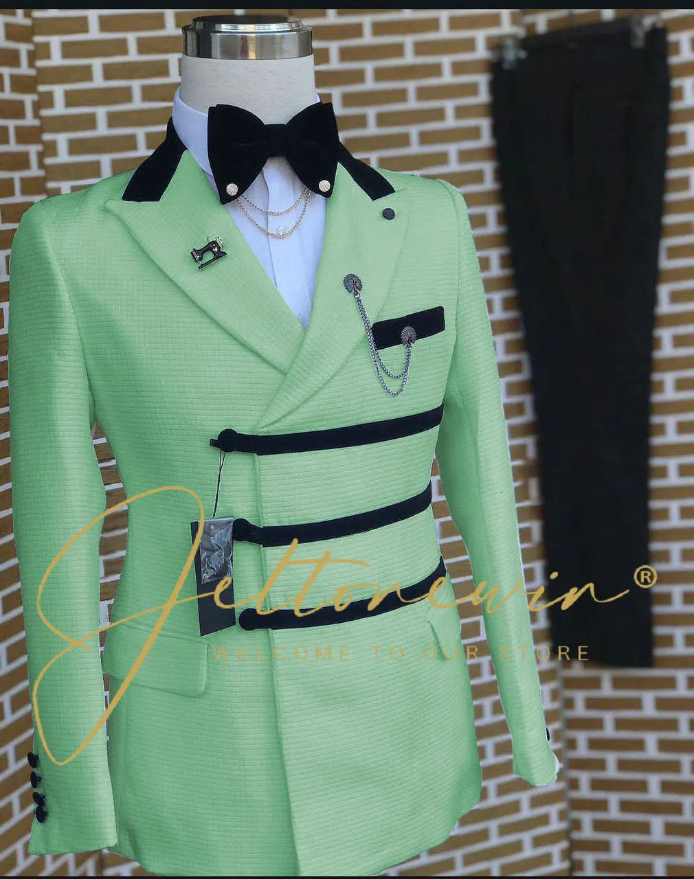 Fashionable wedding mens slim fit top lapel jacket pants 2-piece business casual dress formal dress mens dress 250408