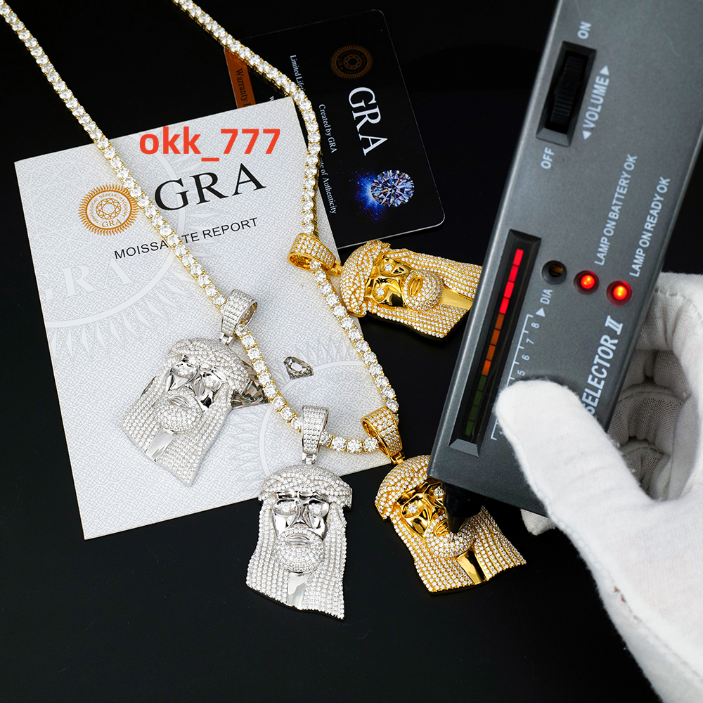 Wholesale Custom Men 925 Silver Bling D Vvs Mossanite Moissanite Diamond Iced Out Jesus Piece Pendant for Tennis Chain Necklace