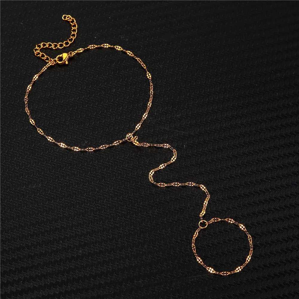 MinaMaMa New Style Simple Stainless Steel Foot Finger Chain Barefoot Anklets for Women Leg Chain Beach Foot Jewelry Z250408
