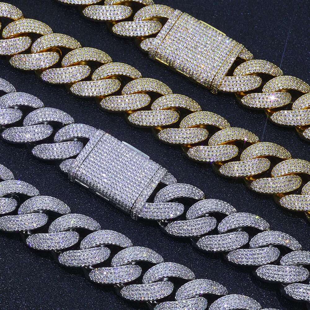 Bling Zircon Cuban Link Chain for Men Iced out 20mm Width Big Bubble Cuban Necklace Hip Hop Man Jewelry Wont Flip