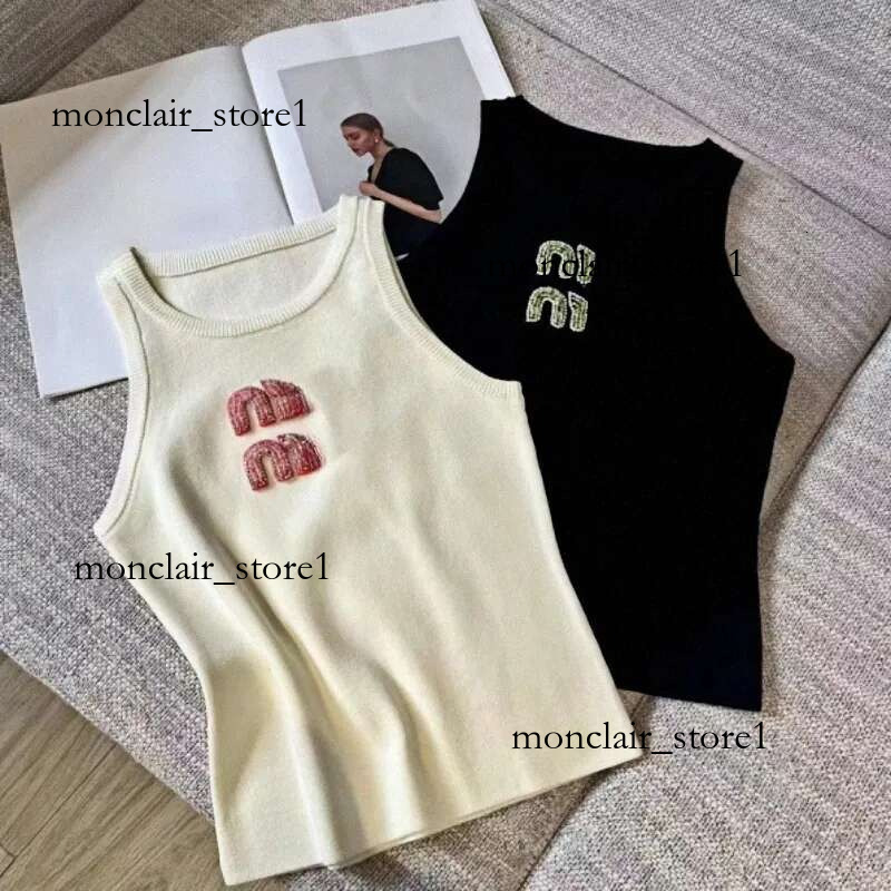 Hot Sales High Quality Womens Miuniu T Shirt Designer Rhinestone Letter Tank Miuniu Top Sexy Halter Tops Party Sleeveless Tees Vests Brand Clothing Muimuu Shirt 79A