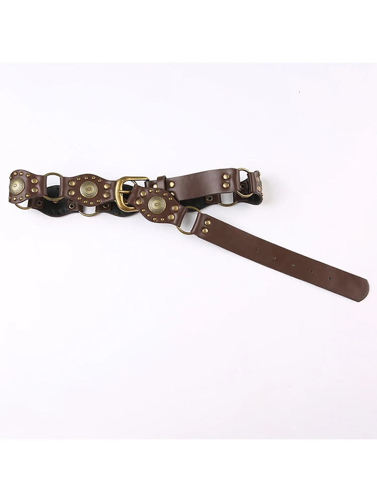 IAMSURE Vintage Pu Leather Belt Streeetwear Metal Buckle Y2K Punk WomenS Outdoor Skirts Jeans Trouser Decorative Waistband Lady 250409
