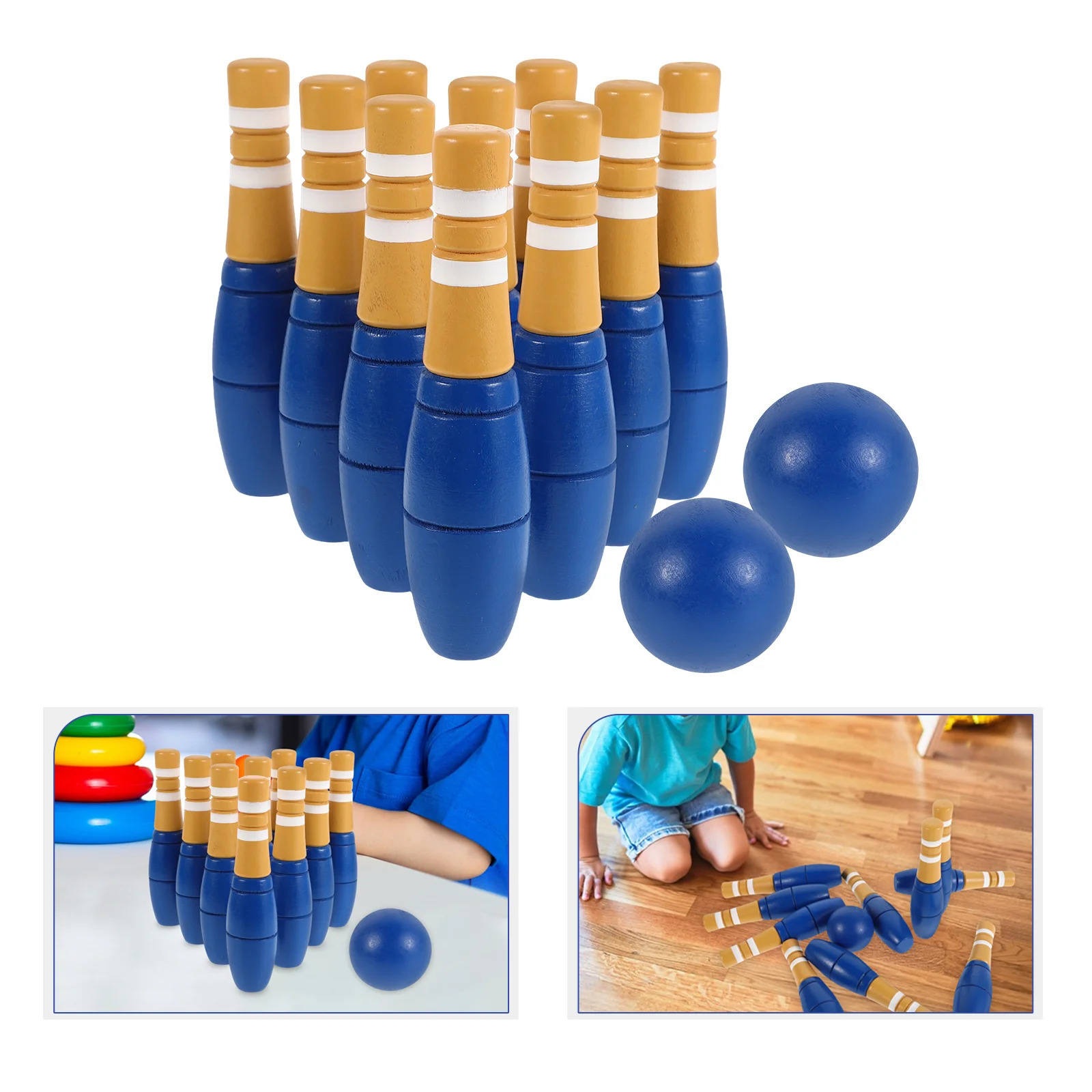 1 set of childrens bowling pins childrens indoor wooden bowling pins childrens bowling pins 250409