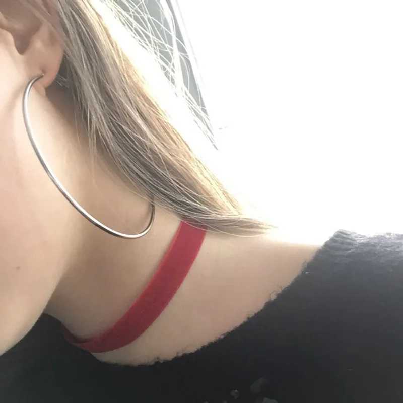 40mm 60mm 70mm 80mm Exaggerate Big Smooth Circle Hoop Earrings Brincos Simple Party Round Loop Bijoux for Women Jewelry Z250408