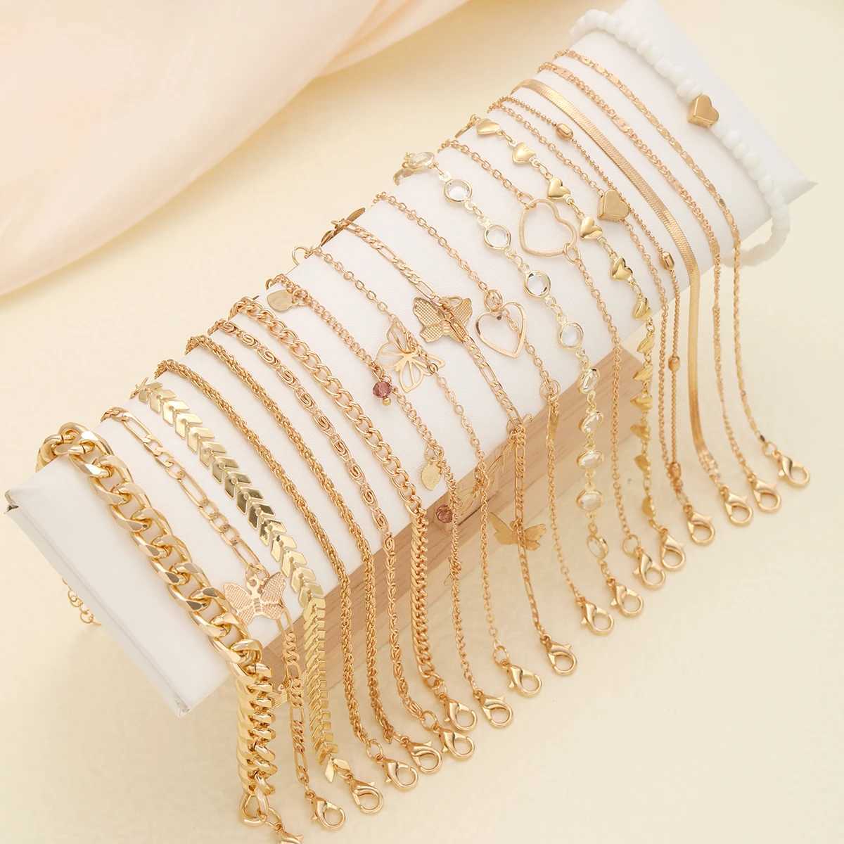 20 Pcs/Set Bohemian Twisted Snake Chain Anklet For Women Summer Beach Vintage Simple Foot Ankle Bracelet On Leg Jewelry Gifts Z250408