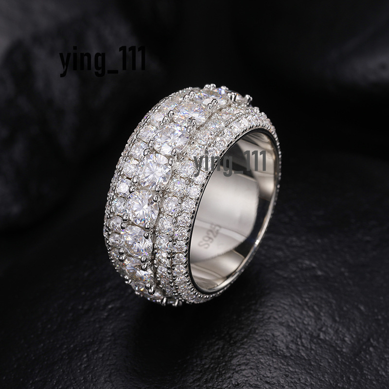 Fine Jewelry Women 18K Yellow Gold Eternity Rings Wedding Gemstone Band Ring Round Cut Moissanite Engagement Diamond Ring