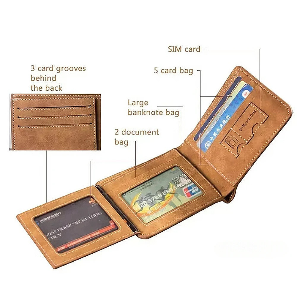 Mens wallet leather Billfold ultrathin fashionable denim credit cardID holder inserts coin y business folding 250408