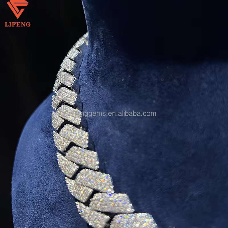 Wholesale Miami Moissanite Chain 10mm-20mm 925 Sterling Silver Gold Plated VVS Diamond Necklace Cuban Link Chain for Men Jewelry
