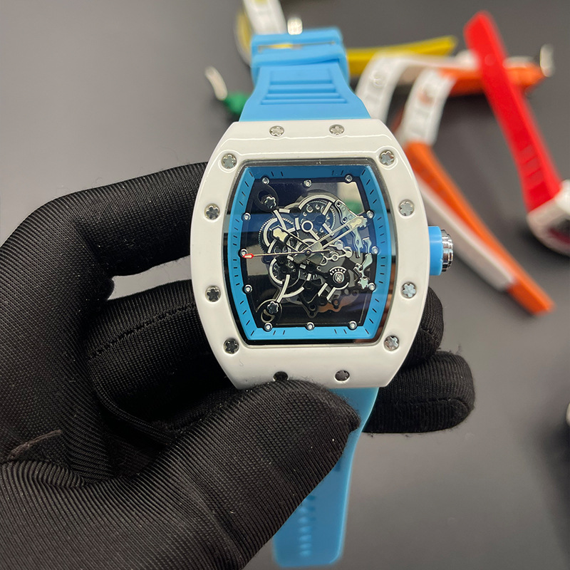 AAA quality automatic calendar men's fashion luxury brand watches, sports quartz women's ceramic rm watches Transparent bottom