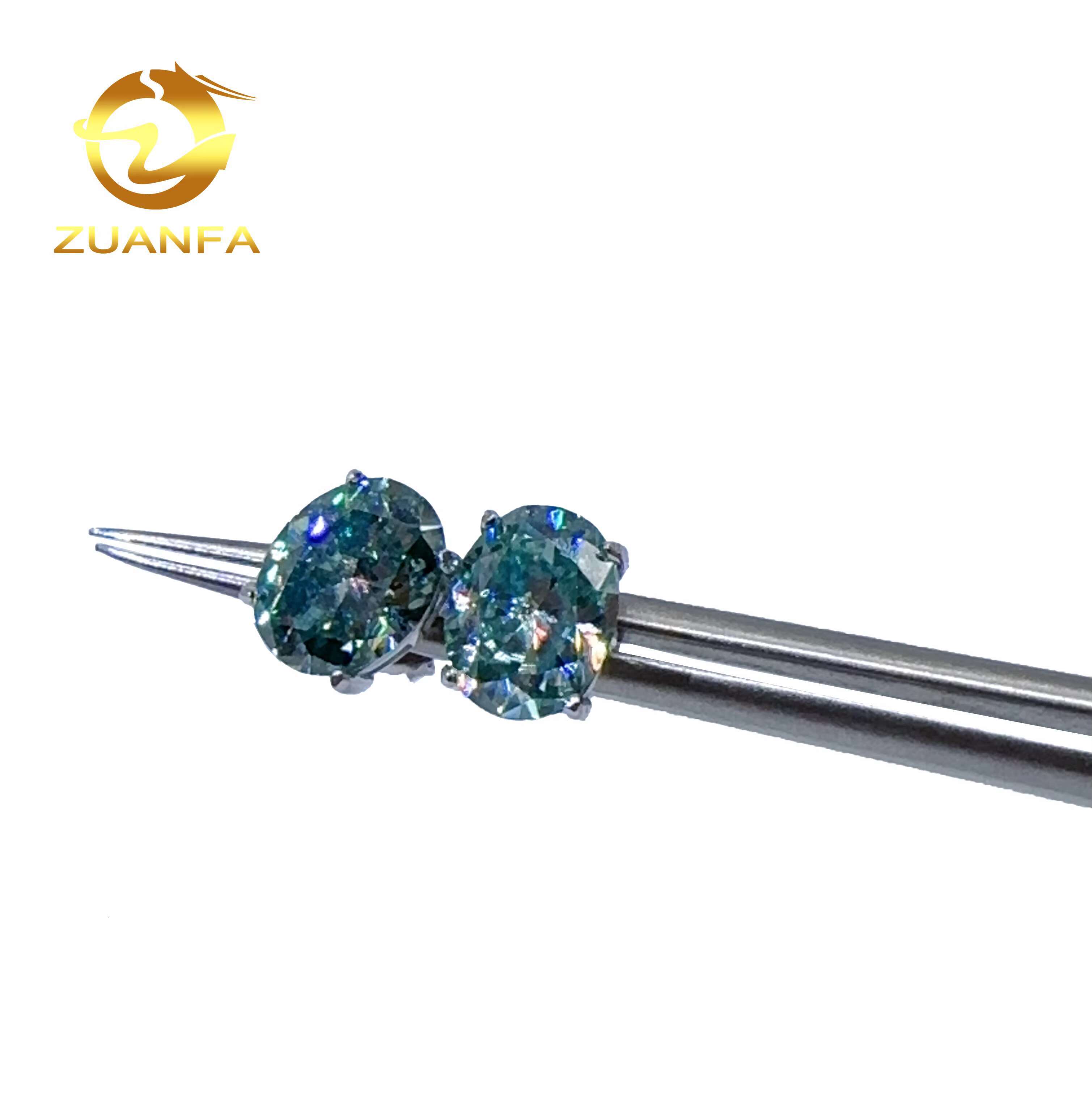 Pass Diamond Tester 925 Sterling Silver Blue Green Moissanite Stone Oval Cut Moissanite Stud Earrings for Women