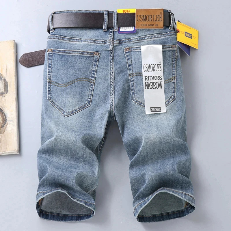 Stretch Thin Bermuda Mens Cotton Denim Jeans Knee Length Soft Ropa Hombre Shorts 250409