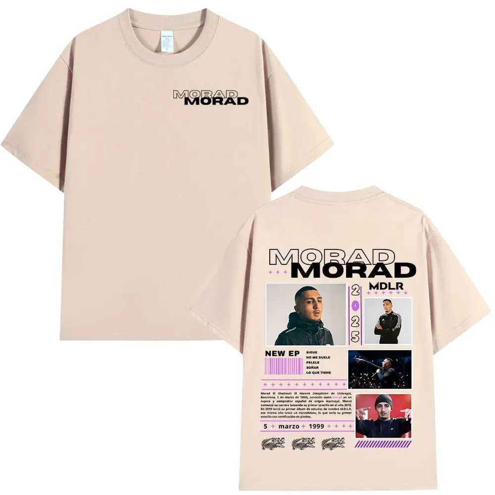 Rap singer Morad M.D.L.R graphic T-shirt mens fashion hip-hop retro T-shirt cotton oversized short sleeved T-shirtXJ250409