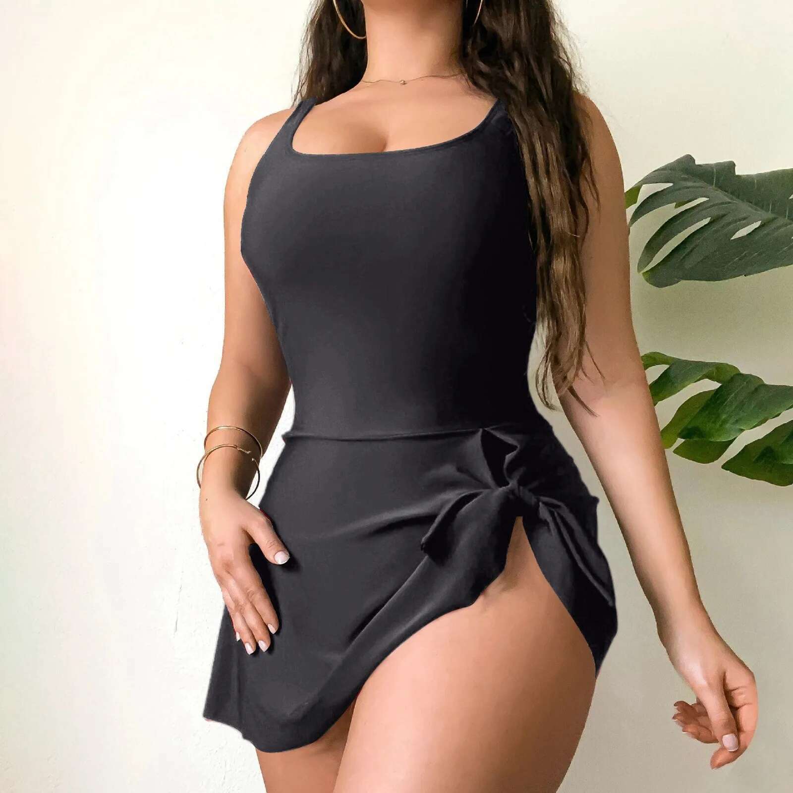 Dongdumaoyi One Piece String Short Dress Swimsuit Women Swimwear Female Monokini Bathers Bathing Swimming Swim Suit Beachwear