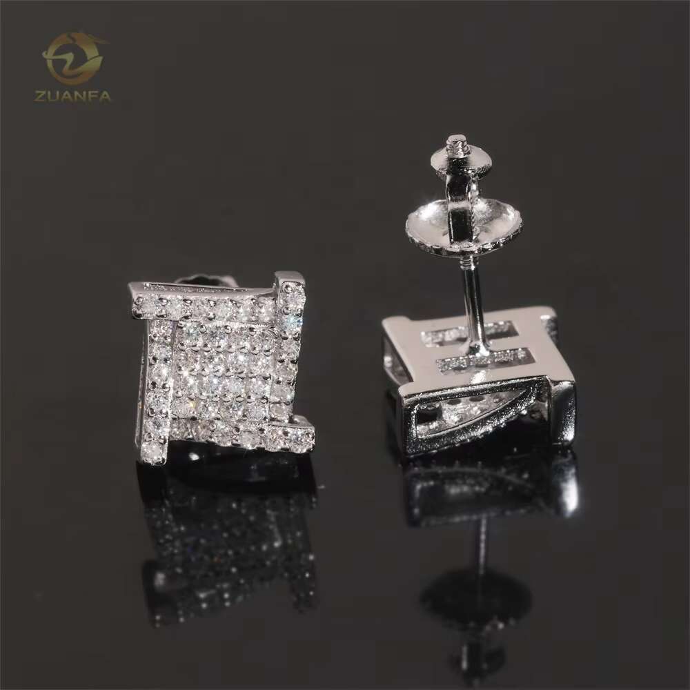 Designer Earring Hip Hop High Quality 925 Sterling Silver Iced Out VVS Moissanite Stud Earrings for Men