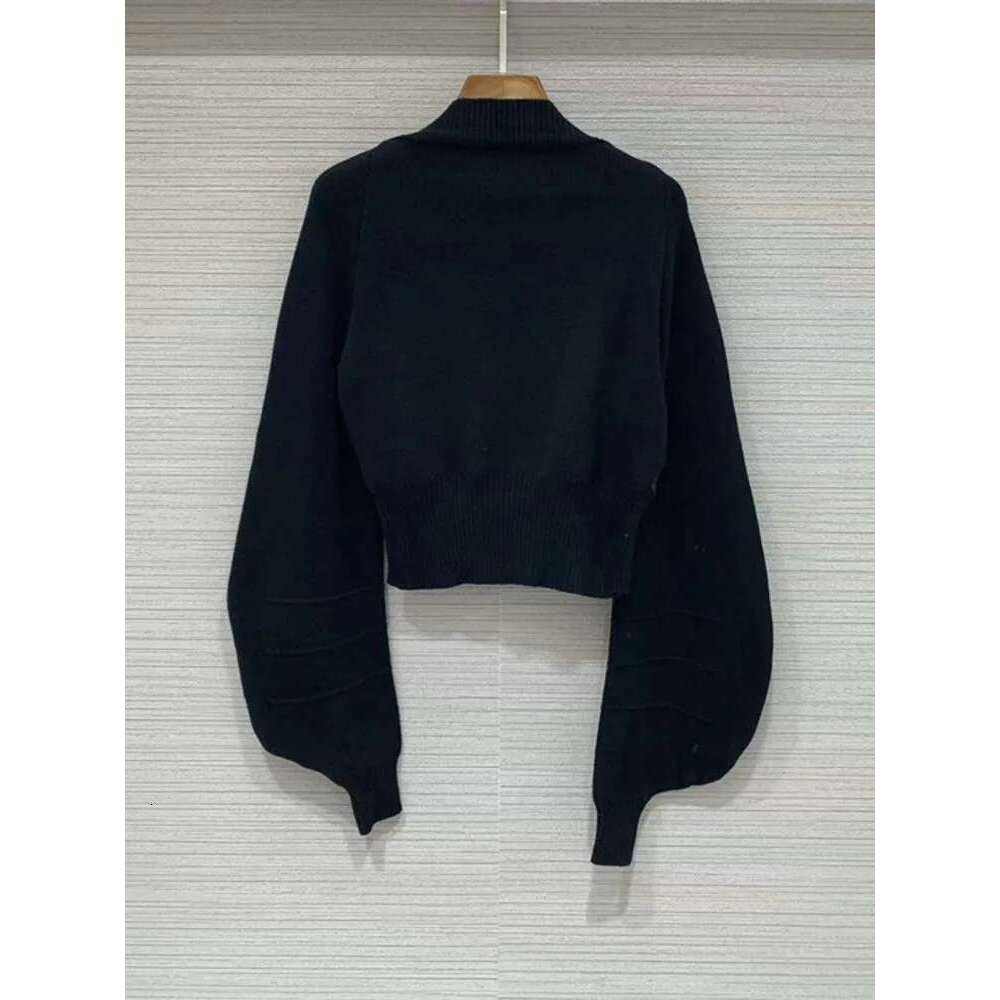 DEAT Knitted Spliced Stretch Short Jacket Women's 2024 Autumn New Fashion Loose Leisure Zipper Design Coat Female Tide Cp1746