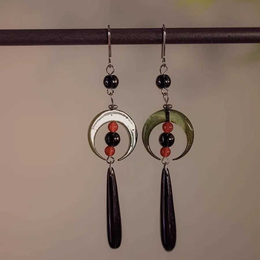 Steel Fun Jewelry New Chinese Style HanFu Moon Pendent Long Tassel Dangle National Style Earrings for Women Jewelry Gift 2024 Z250408