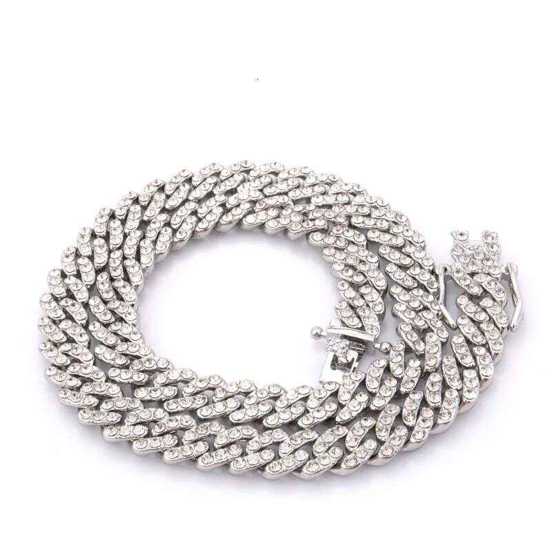 Iced Out 9MM Miami Cuban Link Chain For Men Women Icy Crystal Stone Necklace Chains Fashion Hip Hop Jewelry Mothers Day Gifts