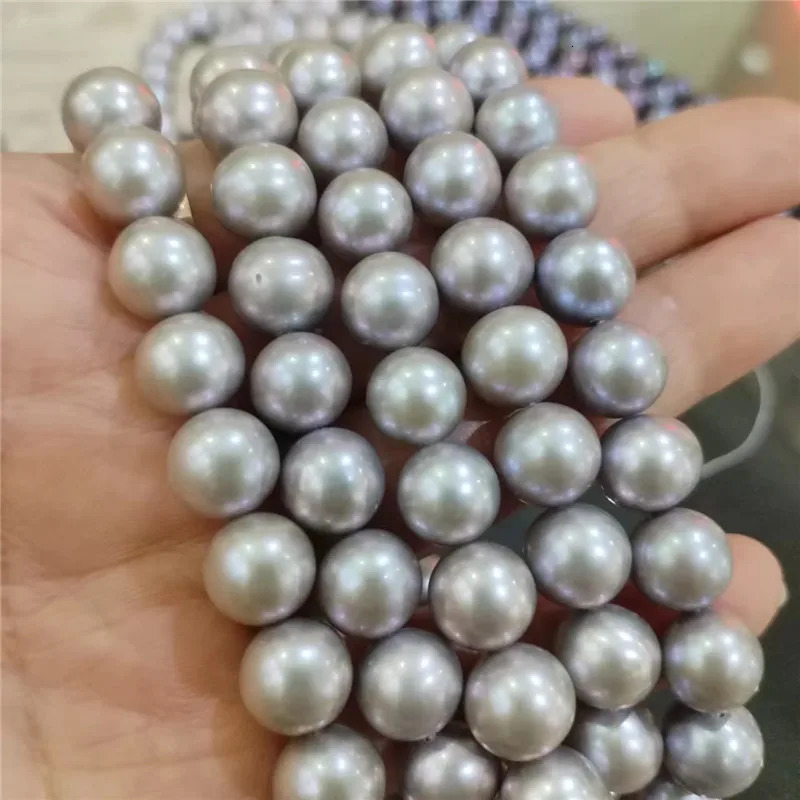 Wholesales Genuine Natural Freshwater A15 56mm black round pearl Loose Beads DIY 251131