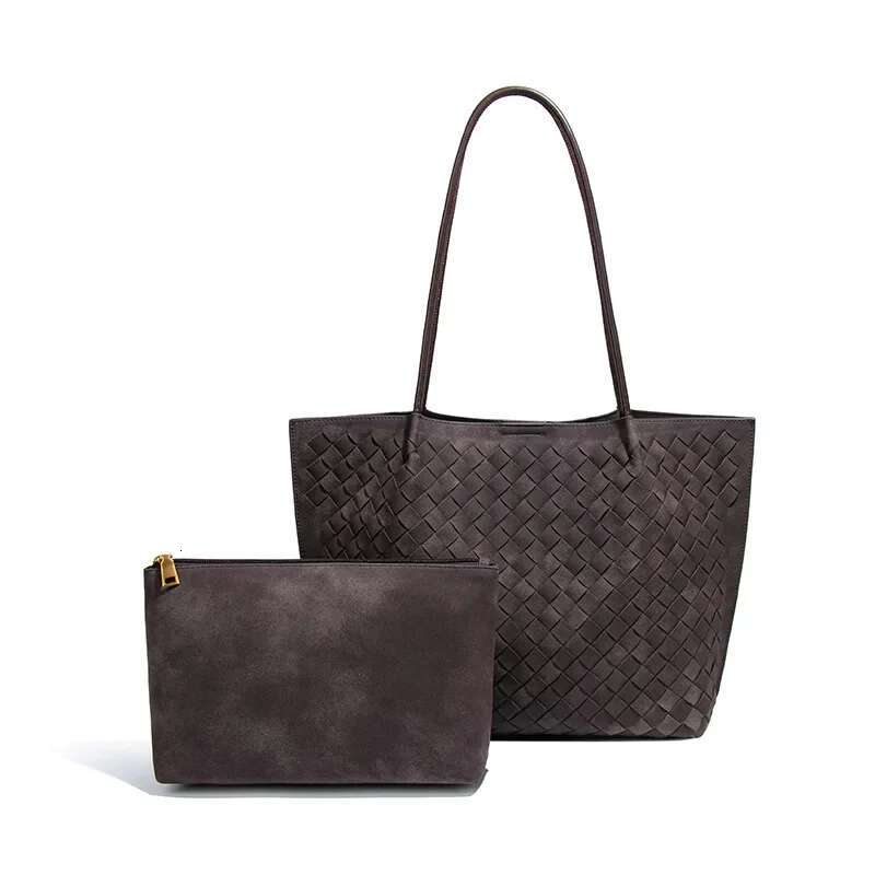 Autumn/Winter New Large Capacity Single Shoulder Woven Frosted Handbag Trendy Stream Mother Tote Bag Women's