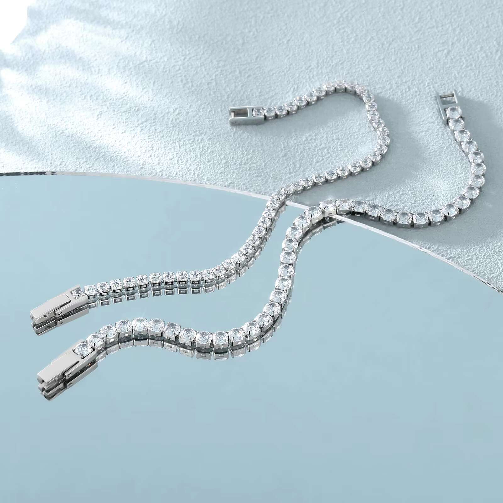 Iced Out Stainless Steel Diamond Bracelet Fashion Luxury Jewelry 3mm 2mm Women Men Classic 5A CZ Cubic Zirconia Tennis Bracelet