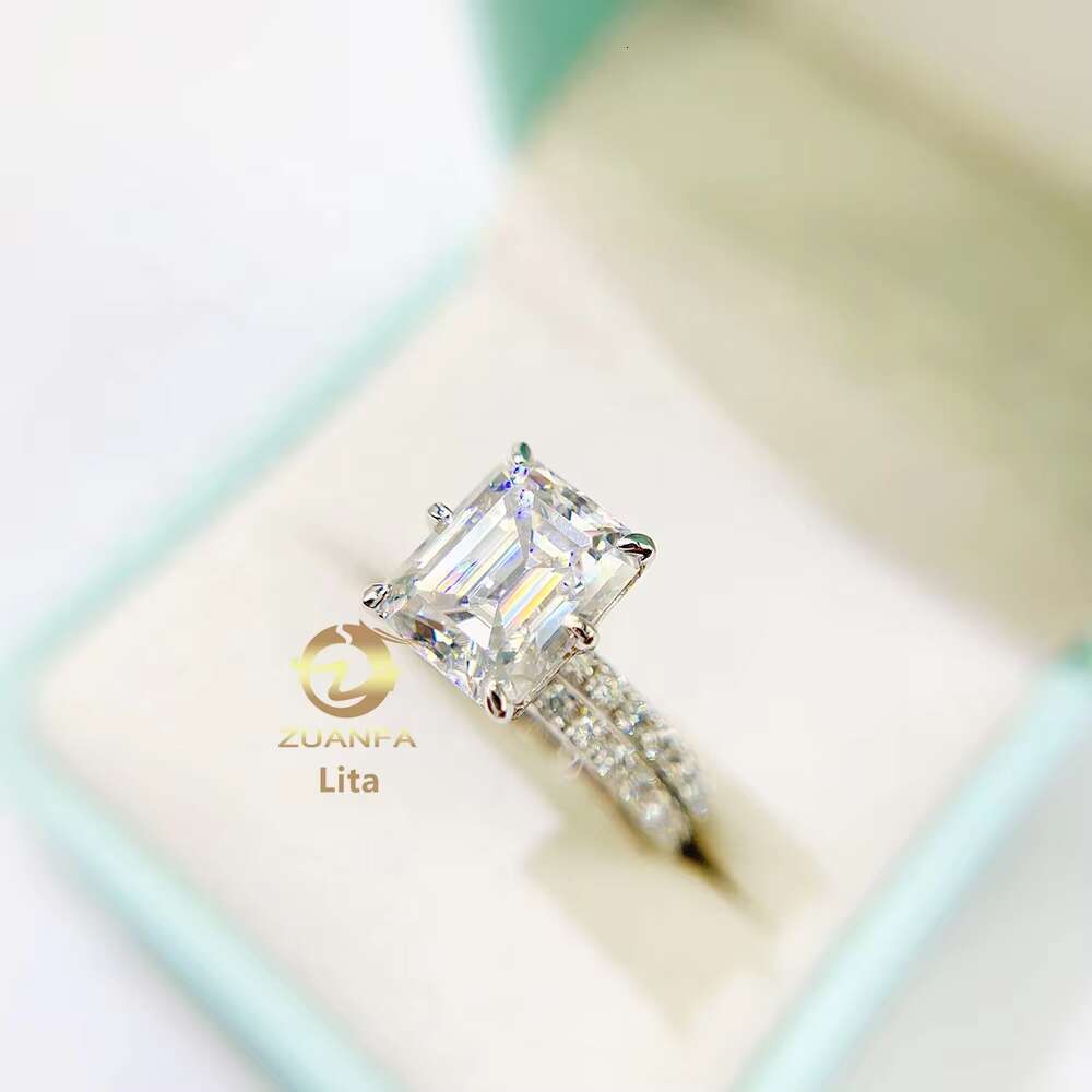 Women Jewelry Emerald Cut 5ct Vvs Moissanite Diamond Wedding Ring Set 10k Gold Engagement Rings