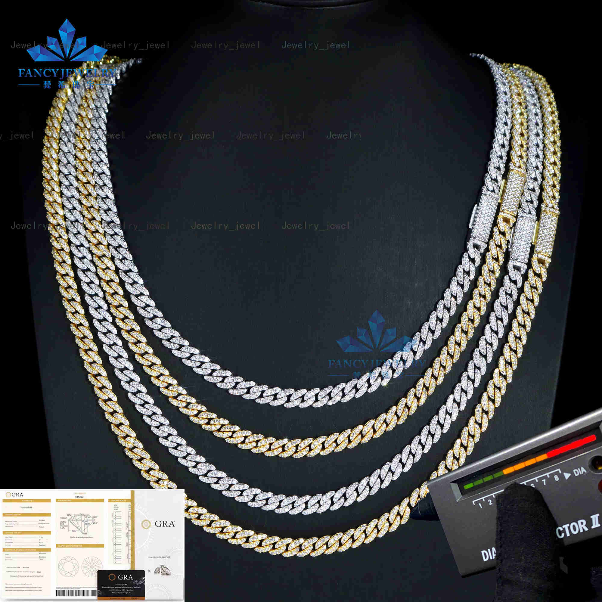 Hip Hop Jewelry Iced Out Diamond Hip Hop Wholesale Cuban Link Chain Jewelry Moissanite Cuban Chain Necklace Miami Cuban Chain