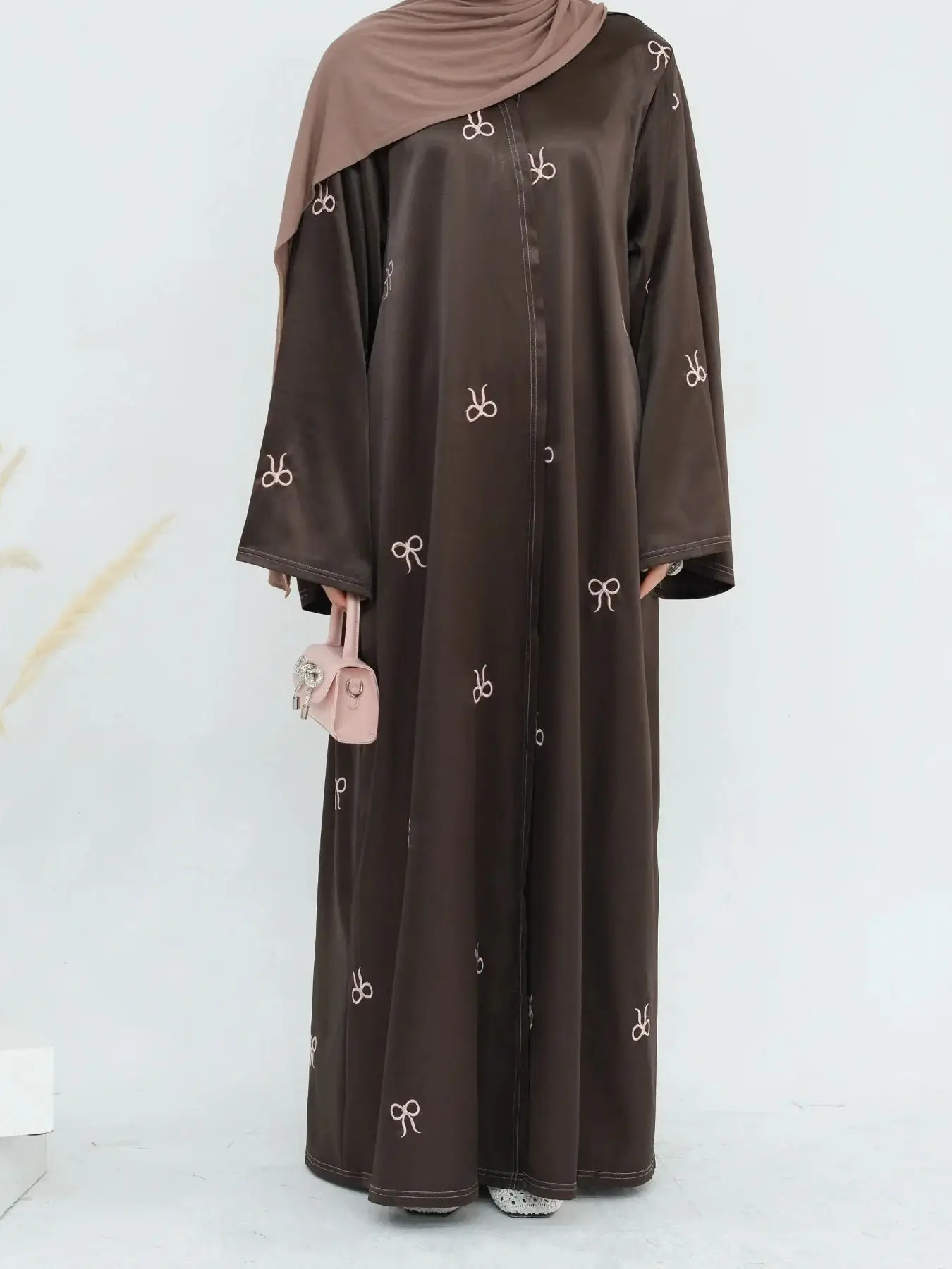 Fashionable ed Kimono Oversized Muslim Robe Abaya Syari Female Full Length Open Worship Service wy2156 250409