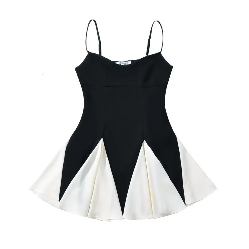 Wxw4825 sleeveless spaghetti strap dress for women split pleated short skirt sexy French style Camisol 250409