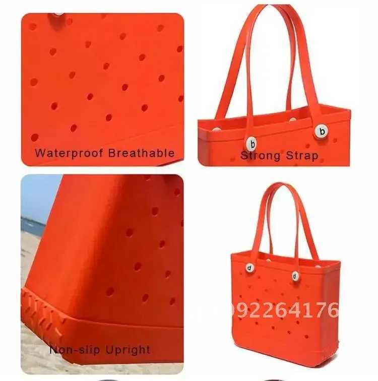 EVA beach bag L/XL waterproof handbag large capacity storage basket rubber womens oversized Boggs handbag Christmas gift Y250409