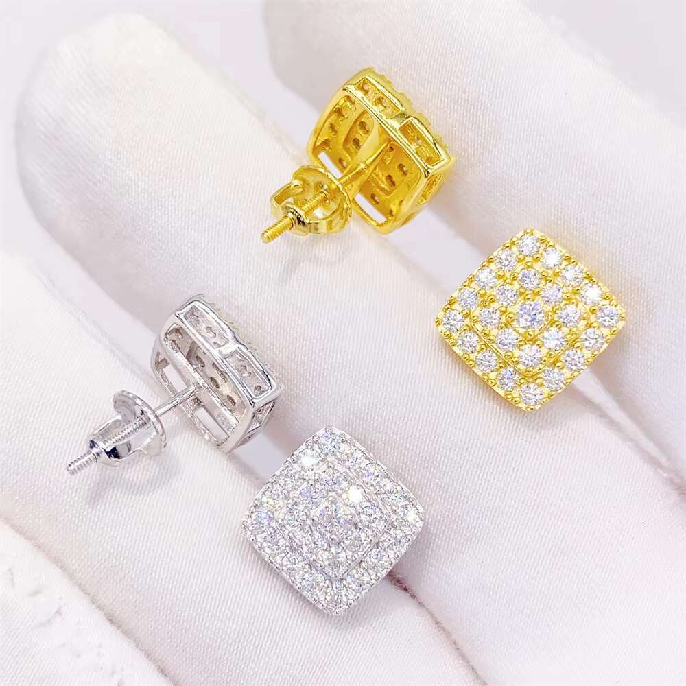 Factory Price Sterling Silver Custom Women Jewelry Fashion Jewelry Hiphop Iced Out Jewelry Vvs Moissanite Stud Earrings
