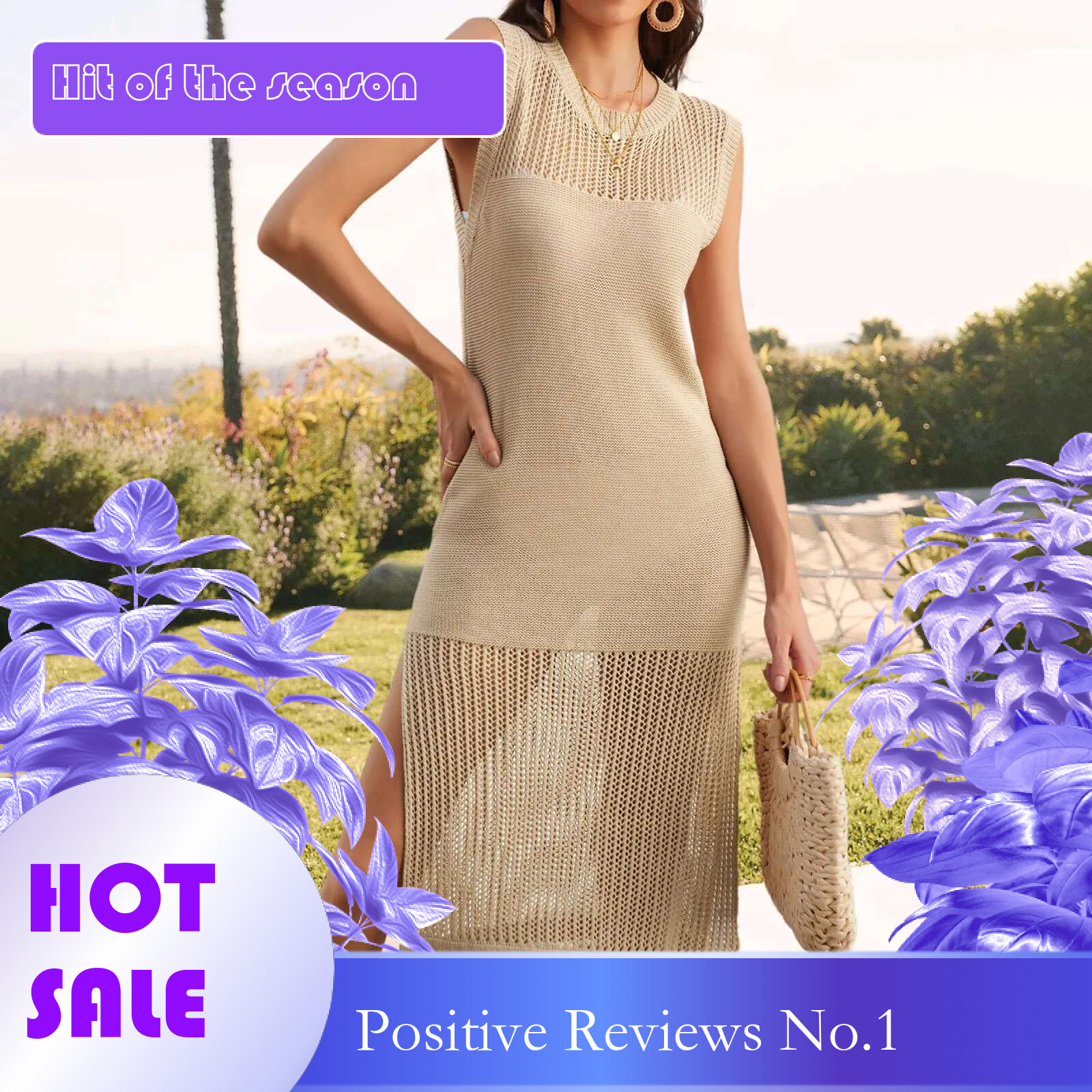 Dongdumaoyi Spring Summer New Dress Seaside Vacation Beach Long Fashion Solid Color Women S Knitted Shirt Travel For