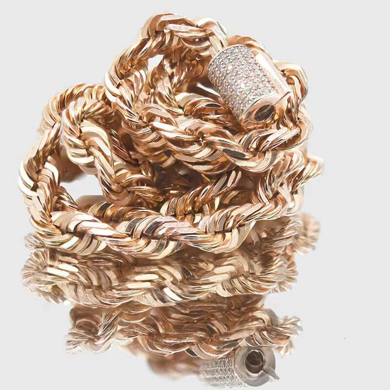 6mm Sterling Silver Rope Chain With Diamond Clasp Iced Out Moissanite Vvs Chain