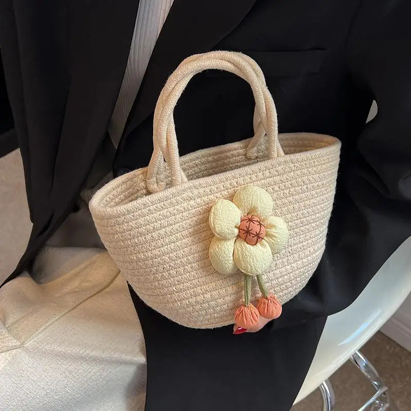 Womens Bag Summer Harajuku Leisure Kawaii Fashion Tourism Beach Handbag Weaving Portable Durable Large Capacity 250408