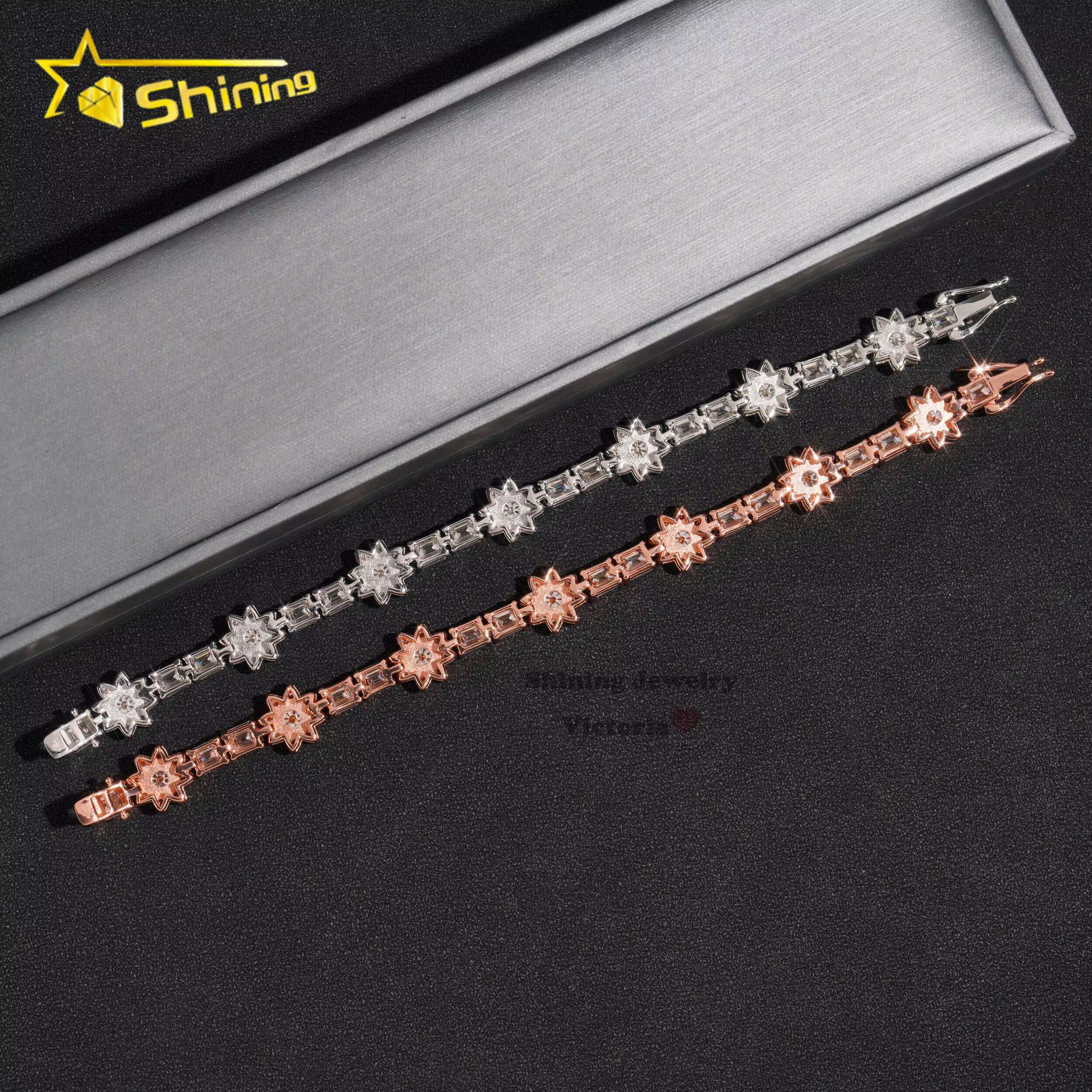 New Fashion 13mm Flower Style Fancy Cut Vvs Moissanite Diamond Tennis Bracelet