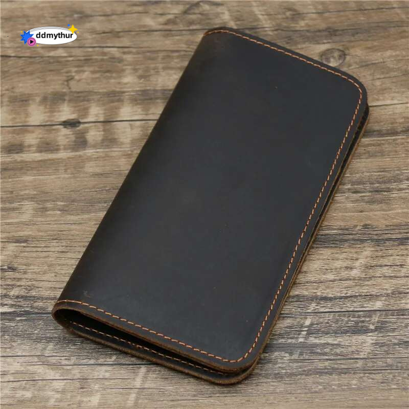 Best Genuine Personalised with Checkbook Holder Long Pure Leather Wallet for Men Custom Engraved ddmythur