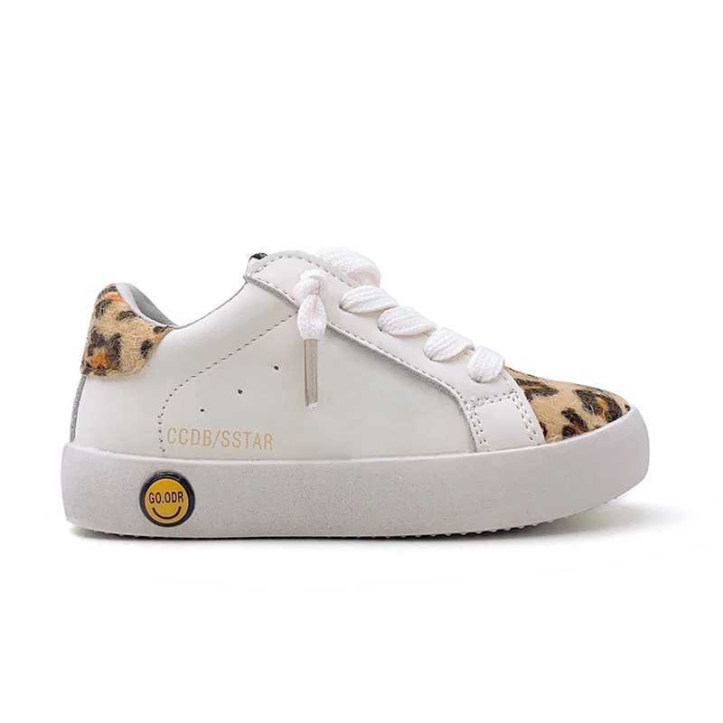 Leisure brand childrens star sports shoes 2024 fashion sports baby girls white shoes customized leopard pattern childrens school sports shoes X250409