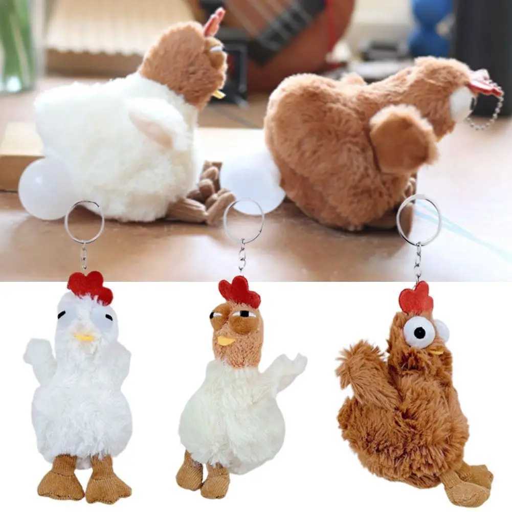 Plush chicken pendant soft cartoon mother egg layer hen keychain filled doll toy hanging decorative bag pendant bag decorationXJ250409