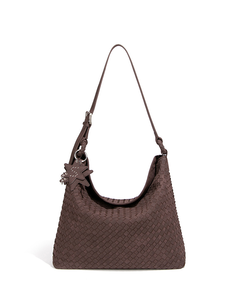 new shoulder bag underarm women's bag woven bag, simple high-end frosted suede handbag tote bag