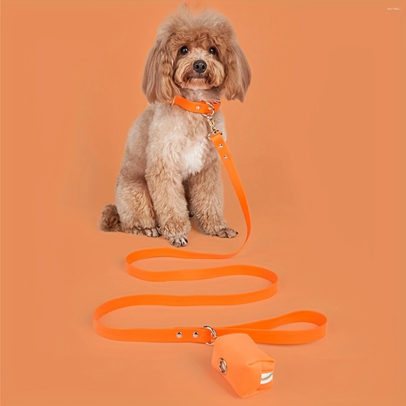 Update Waterproof Dog Leash & Collar Set - PVC Wrap Adjustable Easy Clean Small Medium Large Dogs