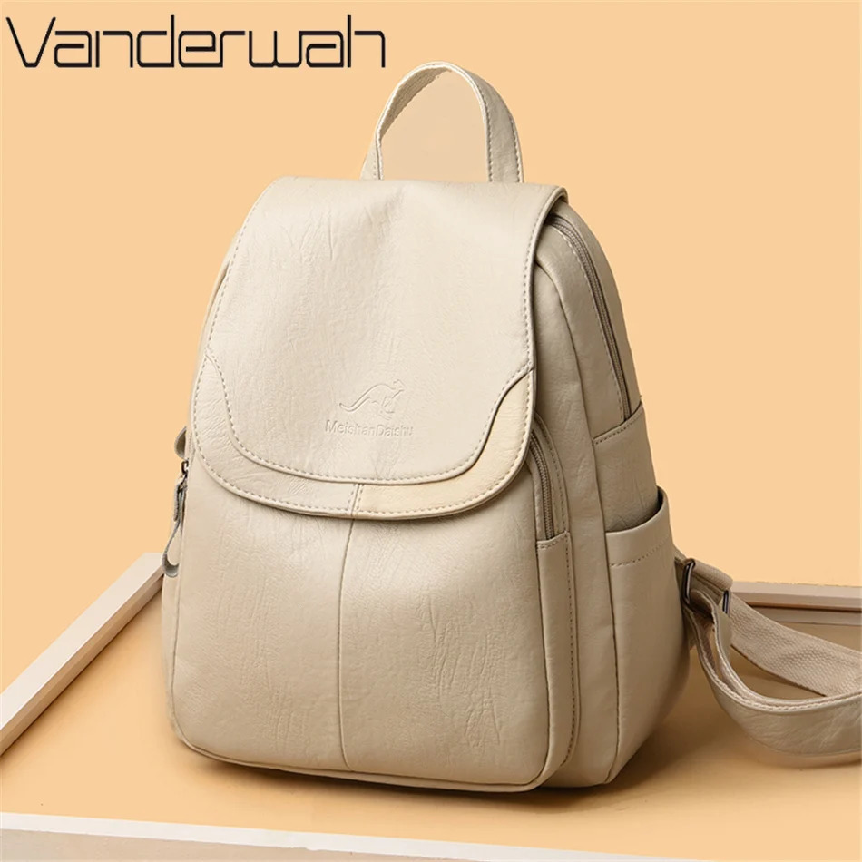 Women Large Capacity Backpack Purses High Quality Leather Female Vintage Bag School Bags Travel Bagpack Ladies Bookbag Rucksack 250407