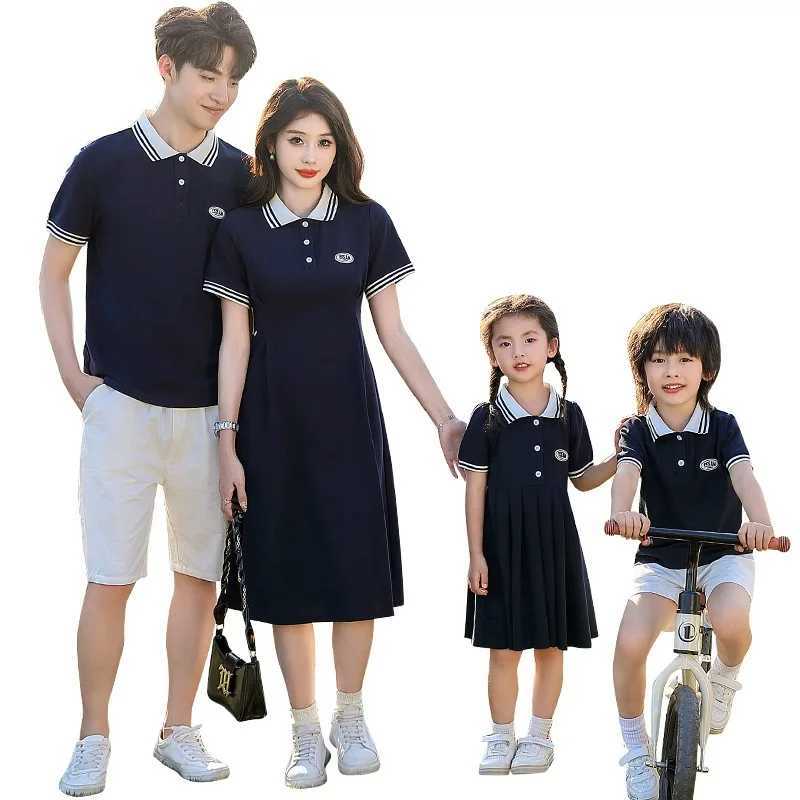 Family Matching Set Polo Shirt Womens Shirt Dress Couple Set Dress T-shirt Summer Mothers Day Shorts Gift S2548